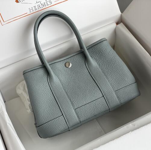 【エルメス HERMES】ネオ ガーデン 23 ガーデンパーティ ハンドバッグ ヴェールアマンド/シルバー金具（100％マシン）